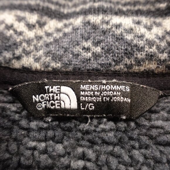 The North Face Fair Isle Pattern Fleece Pullover Men's Size Large Black Gray - Picture 4 of 11